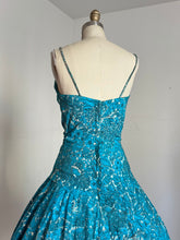 Load image into Gallery viewer, vintage 1950s novelty women print sun dress {s}