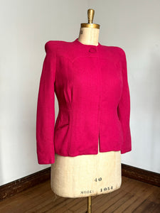 vintage 1940s fuchsia pink wool jacket {XXL}