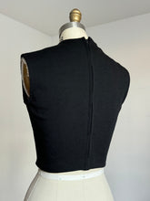 Load image into Gallery viewer, vintage 1960s black wool crop top {xs/s}