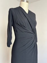 Load image into Gallery viewer, vintage 1950s black rayon Dorothy O’Hara dress {s-m}