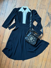 Load image into Gallery viewer, vintage 1930s black rayon dress {s}