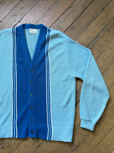 vintage 1960s blue two tone orlon cardigan