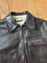 Load image into Gallery viewer, vintage 1940s leather jacket with Triumph patch