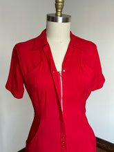 Load image into Gallery viewer, vintage 1950s red front zip dress {m}