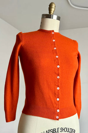 vintage 1950s orange wool cardigan {xs-m}