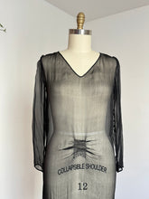 Load image into Gallery viewer, vintage 1920s black sheer silk dress {m}