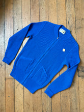Load image into Gallery viewer, DEADSTOCK vintage 1940s royal blue knit cardigan zip up sweater