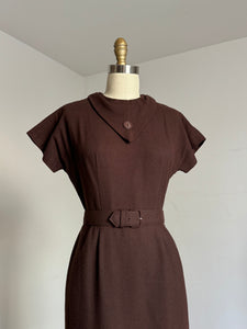 vintage 1950s brown wool dress {xs}