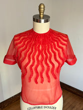 Load image into Gallery viewer, vintage 1950s sheer red blouse {L}