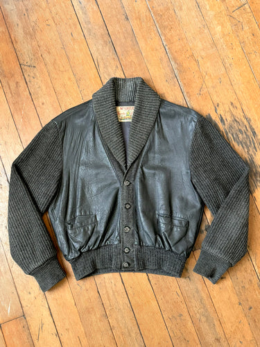 vintage 1950s cropped leather sweater jacket