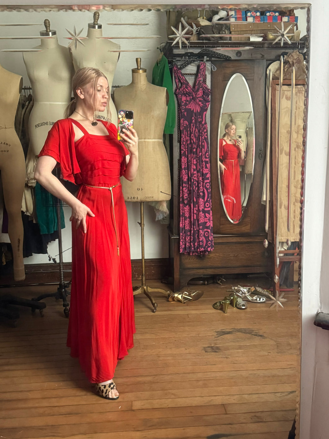 vintage 1940s red gown set {m}