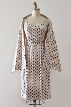 vintage 1950s Jerry Gilden cotton dress and shawl set