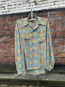 vintage 1940s long sleeve rayon shirt