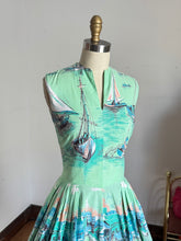 Load image into Gallery viewer, vintage 1950s novelty sailboat sun dress {xs}