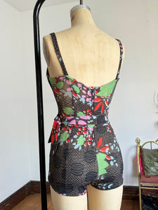 vintage 1960s floral swimsuit {xs-m}