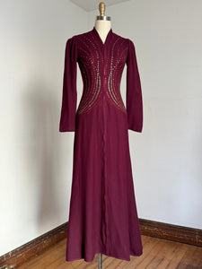 vintage 1930s rhinestone wool dressing gown {xs}