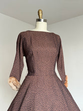 Load image into Gallery viewer, vintage 1950s party dress w/ faux fur cuffs {s}