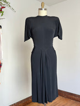 Load image into Gallery viewer, vintage 1940s black rayon Dorothy O’Hara dress {s}