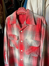 Load image into Gallery viewer, vintage 1950s plaid wool long sleeve shirt - loop collar