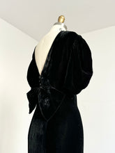 Load image into Gallery viewer, vintage 1930s black velvet gown {xs/s}