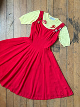 Load image into Gallery viewer, vintage 1950s red Jonathan Logan pinafore dress {xs}