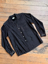 Load image into Gallery viewer, vintage 1950s BLACK &amp; red striped long sleeve shirt - loop collar