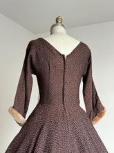 Load image into Gallery viewer, vintage 1950s party dress w/ faux fur cuffs {s}