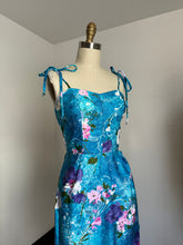 Load image into Gallery viewer, vintage 1960s blue cotton sarong dress {xs-s}