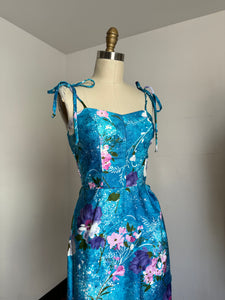 vintage 1960s blue cotton sarong dress {xs-s}