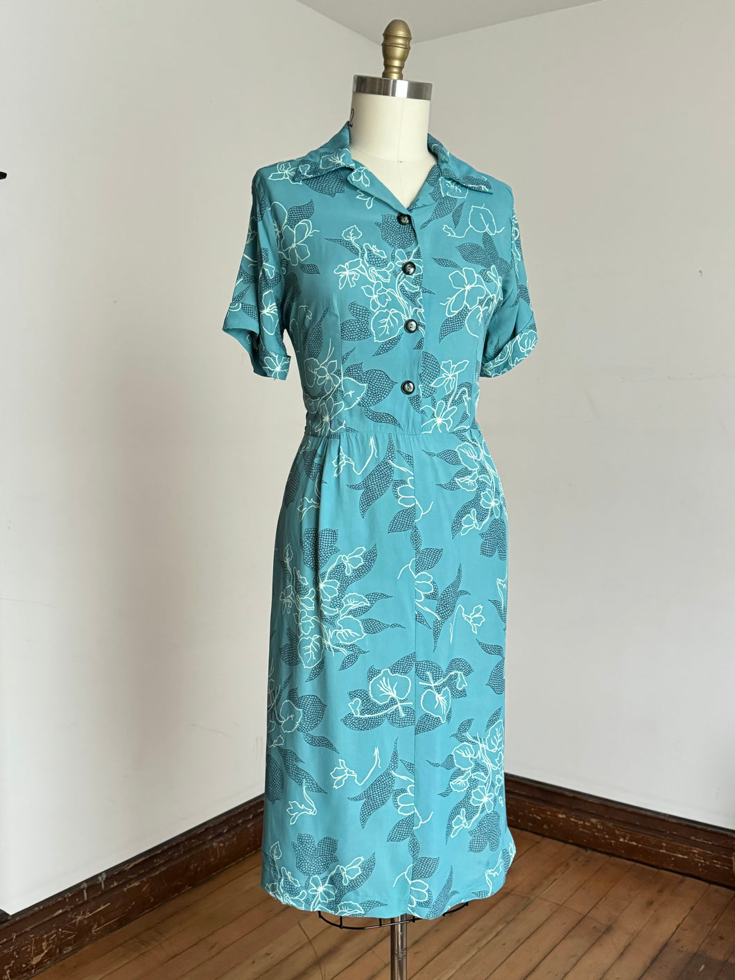 vintage 1940s floral rayon dress {XL/1X}