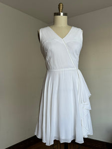 AS-IS vintage 1960s white chiffon evening dress {m}