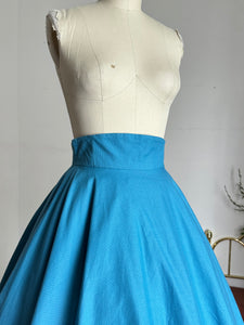 vintage 1950s blue cotton circle skirt {xs}