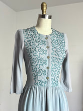Load image into Gallery viewer, vintage 1930s 40s trapunto rayon dress {xs}
