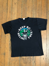 Load image into Gallery viewer, vintage 1980s KEEP BC HELMET FREE t-shirt