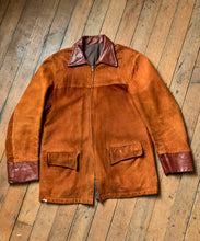 Load image into Gallery viewer, vintage 1940s 1950s belted back suede jacket AS-IS