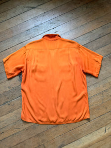 vintage 1950s orange rayon shirt