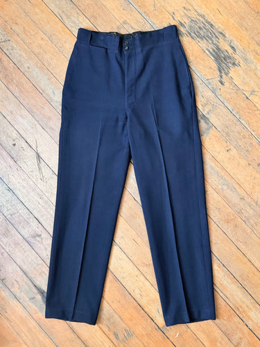 vintage 1940s navy blue slacks with watch pocket 32