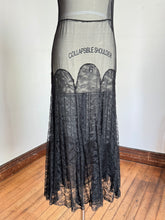 Load image into Gallery viewer, vintage 1930s black sheer silk lace dress {xs/s}