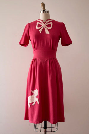 vintage 1940s pink wool novelty dress