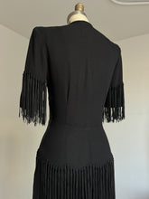 Load image into Gallery viewer, vintage 1940s black tassel dress {xs}