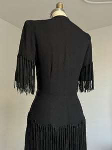 vintage 1940s black tassel dress {xs}