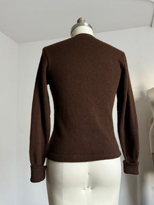 vintage 1940s brown letterman varsity pullover sweater {s-m}