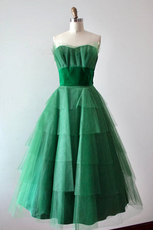vintage 1950s green party dress
