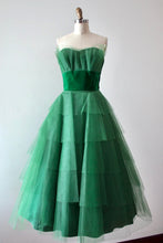 Load image into Gallery viewer, vintage 1950s green party dress