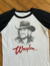 Load image into Gallery viewer, vintage 1984 Waylon Jennings raglan t shirt