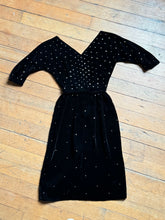 Load image into Gallery viewer, vintage 1950s rhinestone velvet wiggle dress {xxs}