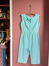Load image into Gallery viewer, vintage 1950s striped cotton jumpsuit {s/m}