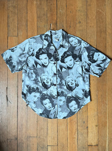 vintage 1990s old Hollywood starlet rayon shirt