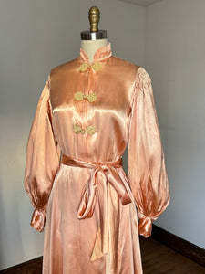 vintage 1940s pink satin dressing gown {s}