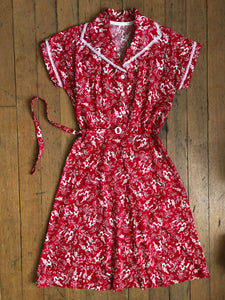 vintage 1940s 50s novelty rooster dress {xs}